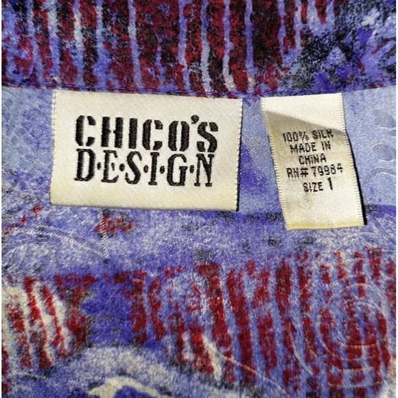 Chico’s Design Blue 100% Silk Asian Geisha Girl Frog Knot 1 M - Picture 6 of 7